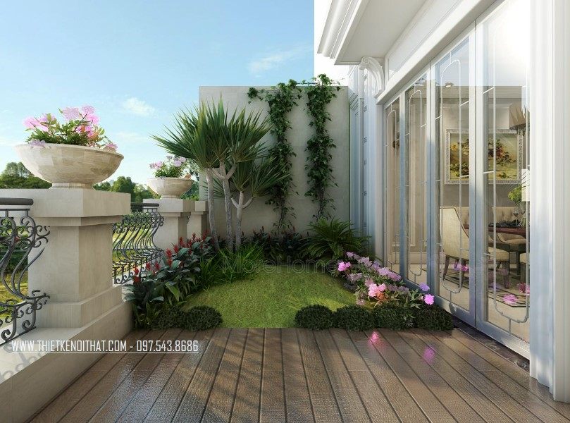 Thiết kế sảnh ngoài trời nhà liền kề khu đô thị Văn Quán